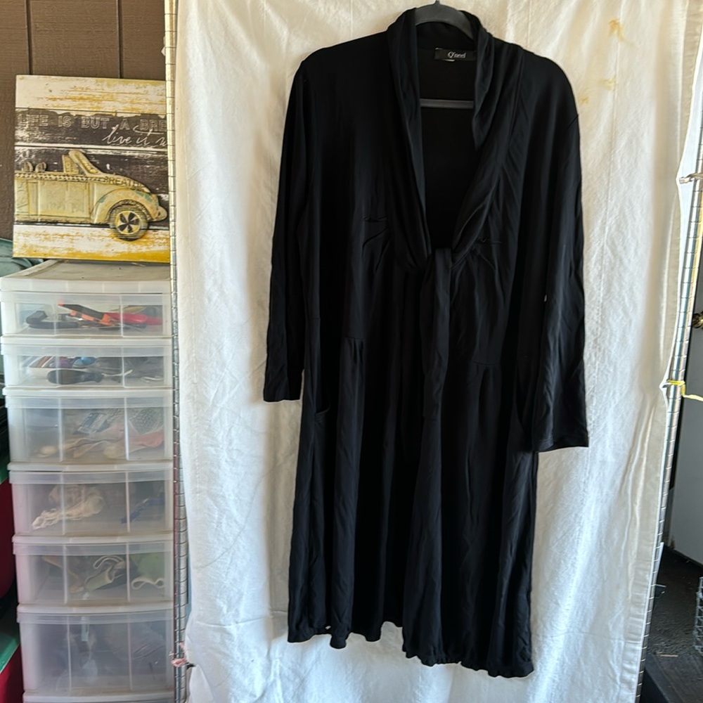40” long black cardigan 24W